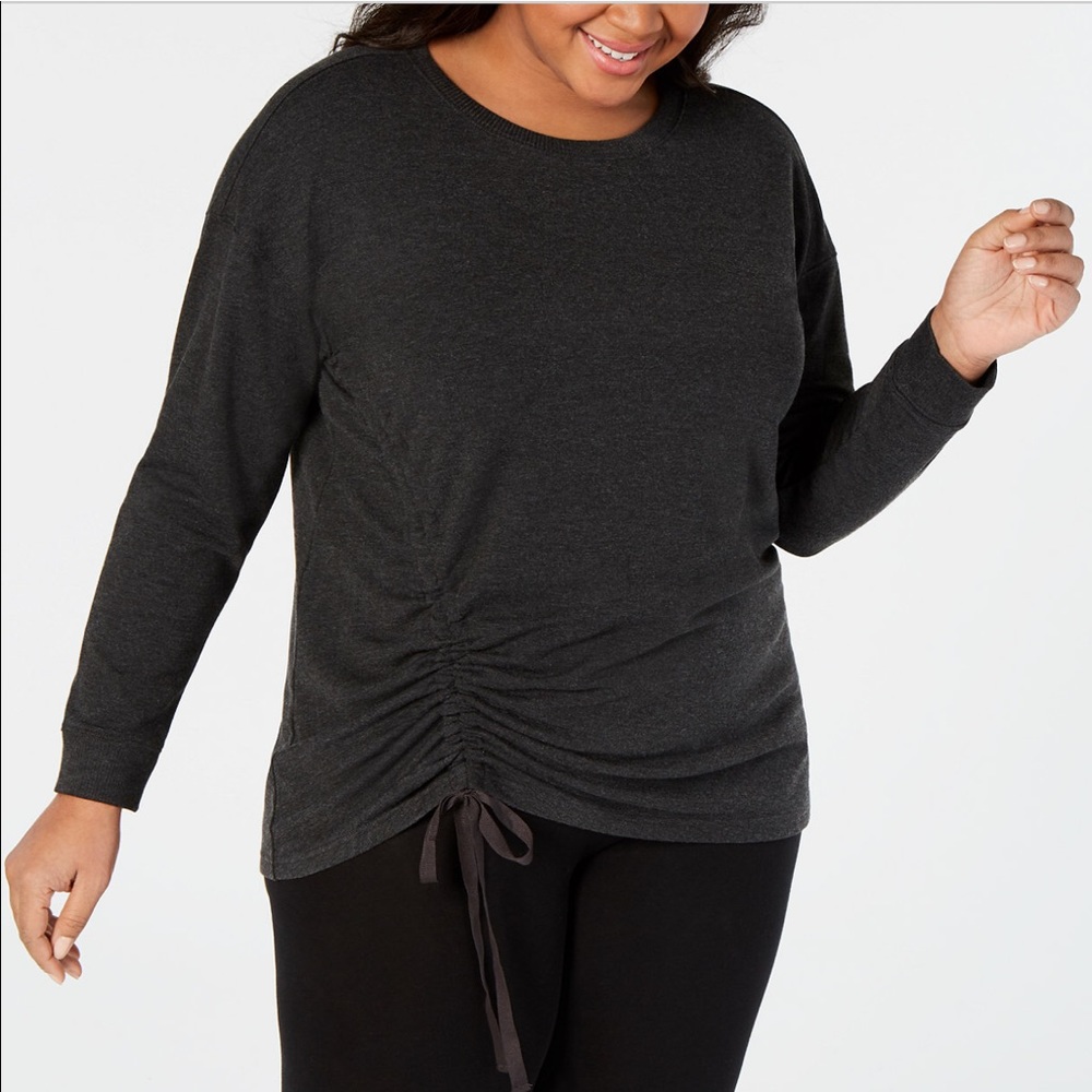 Ideology plus size ruched side Top charcoalheather